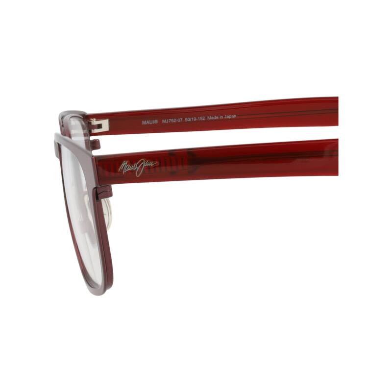 Maui Jim Shield-Frame Stainless Steel Optical Frames, Transparent Lens, Adriatic Burgundy Frame