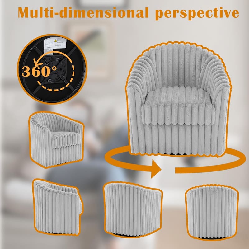 Single Sofa Armchair Swivel Barrel Chair (Set of 2)