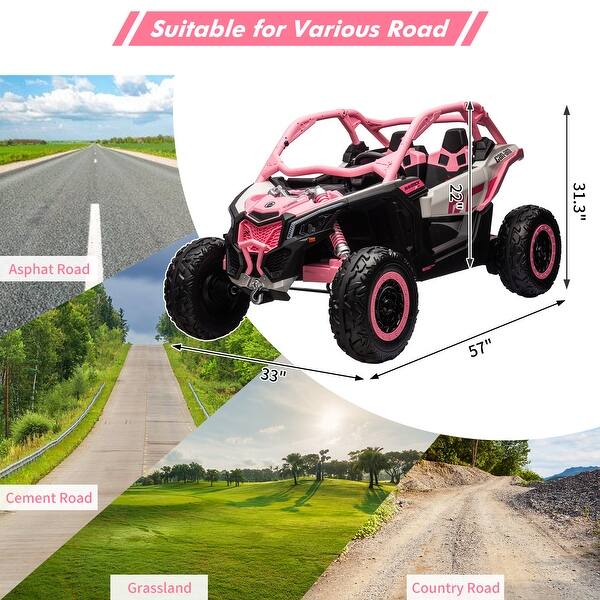 dimension image slide 4 of 6, Ride on UTV Car, Licensed Can-Am Electric Off-Road Car, 23" Large Seat, 4WD Kids Truck w/Remote Control