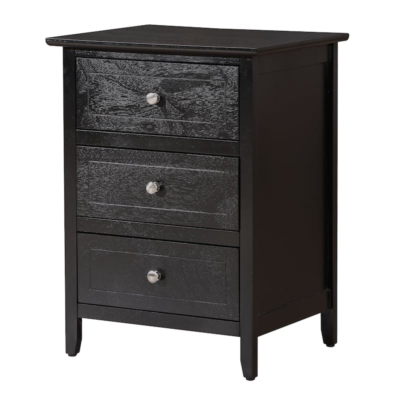 Daniel 3-drawer Transitional Wooden Nightstand - Black