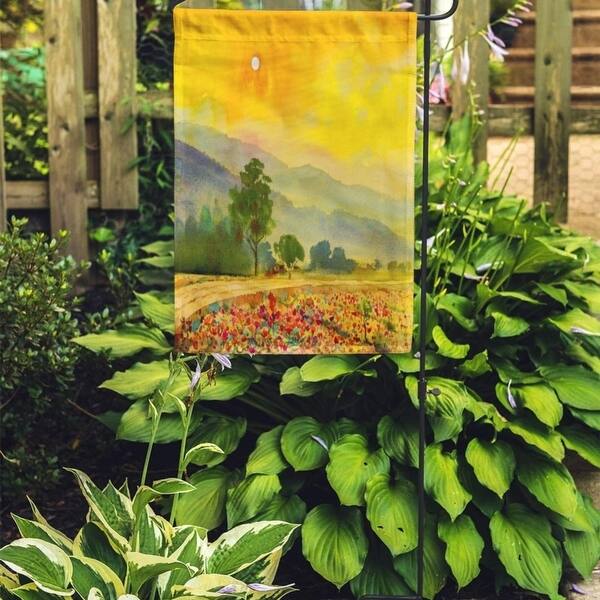 Watercolor Landscape Original Painting Colorful Of Home Sun In Evening Garden Flag Decorative Flag House Banner 12x18 On Sale Overstock 31371396