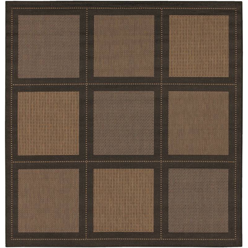 Dream Decor Rugs Pergola Checkers Indoor Outdoor Area Rug - 7'6" Square - Cocoa/Black