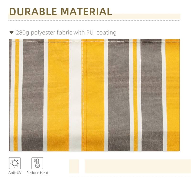 Yellow Grey Aluminum Steel Retractable Patio Awning with UV Protection and Crank Handle - 11.8' L x 9.8' W