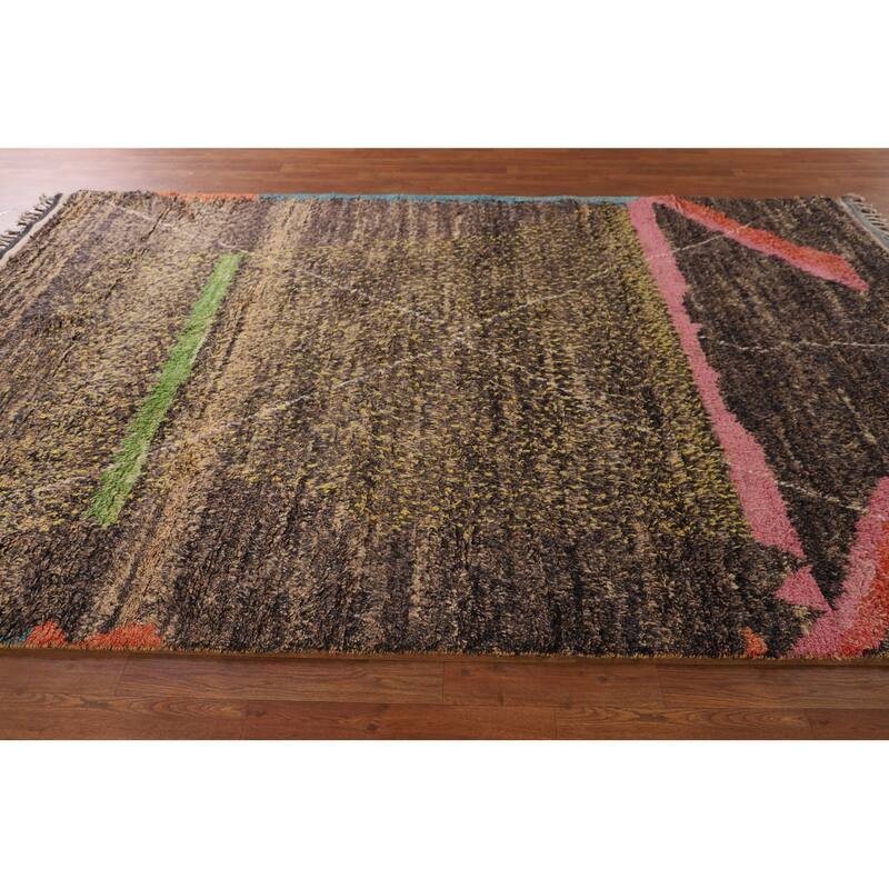 Abstract Moroccan Oriental Area Rug Hand-Knotted Wool Carpet - 6'6" x 10'8"
