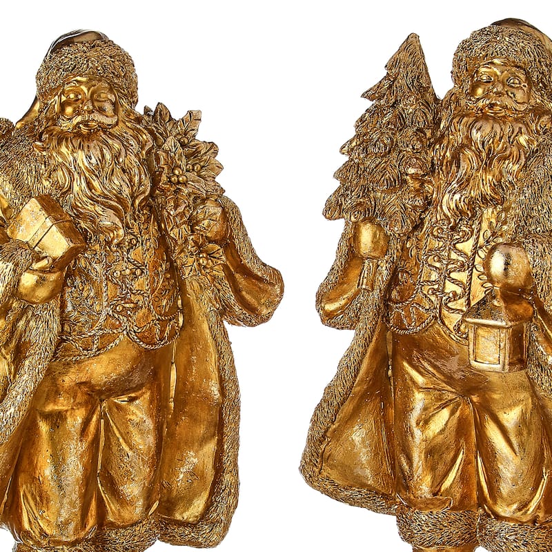 9" Resin Santa Set of 2