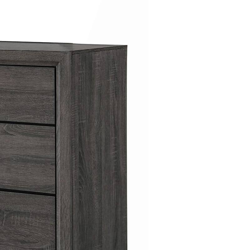 Transitional Wooden Dresser with 6 Spacious Drawers, Gray and Black