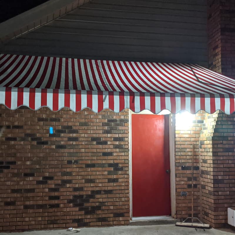 ALEKO Caribbean Motorized Patio Awning - White Frame - Red & White Striped - 16 x 10 Feet