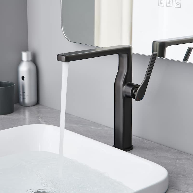 10-1/4"H Solid Brass Single-handle Bathroom Sink Faucet Optional Drain Assembly