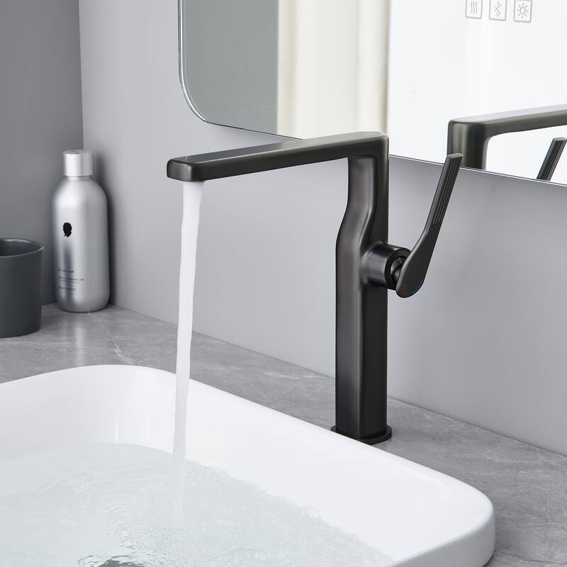 10-1/4"H Solid Brass Single-handle Bathroom Sink Faucet Optional Drain Assembly