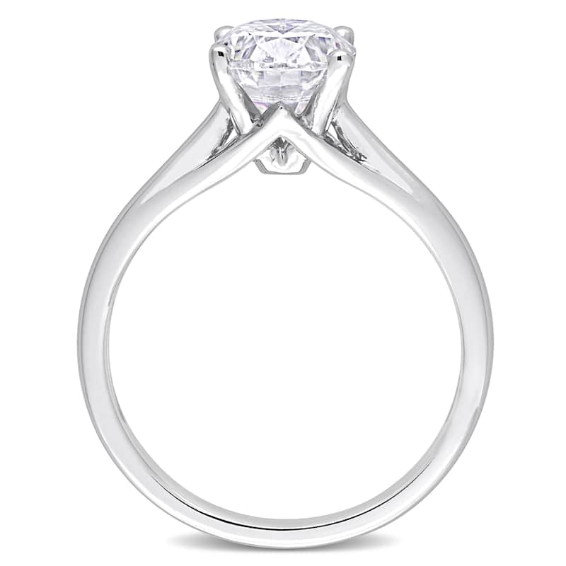 Miadora 14k White Gold 2ct TGW Oval-cut Created White Moissanite Solitaire Engagement Ring
