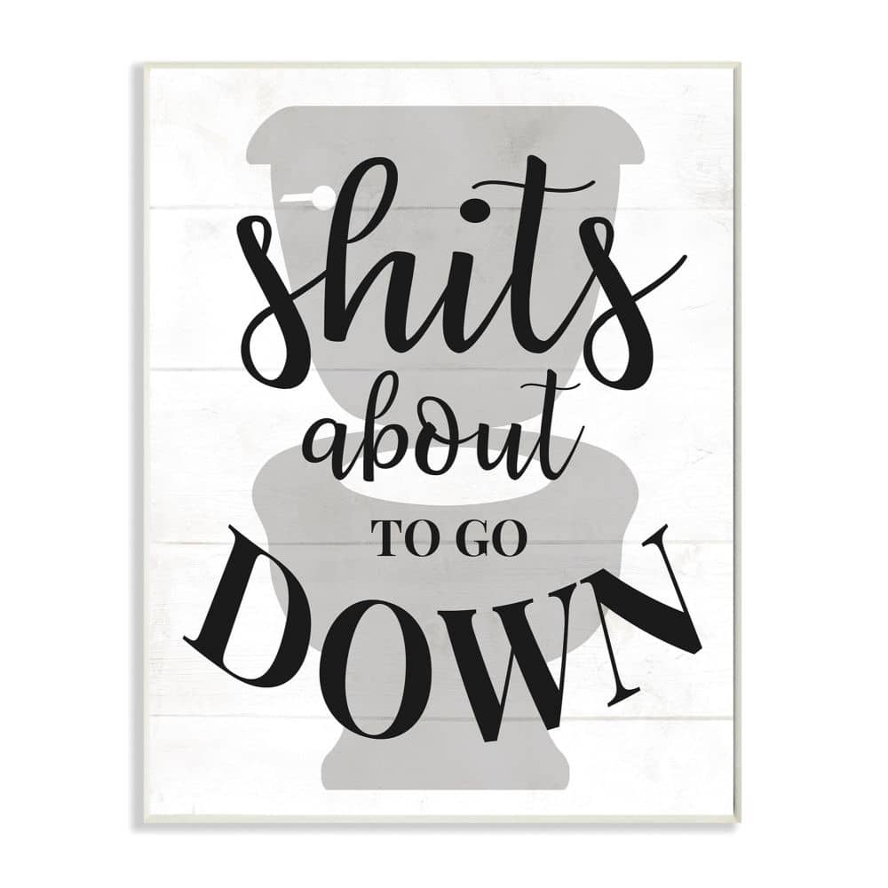 Stupell About To Go Down Funny Bathroom Family Home Word Design Wood Wall Art