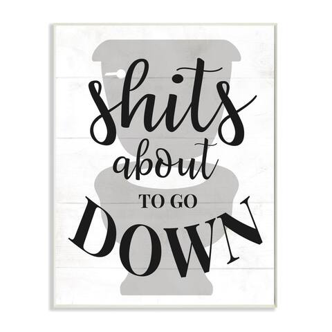 Stupell Industries About To Go Down Funny Bathroom Family Home Word Design Wood Wall Art