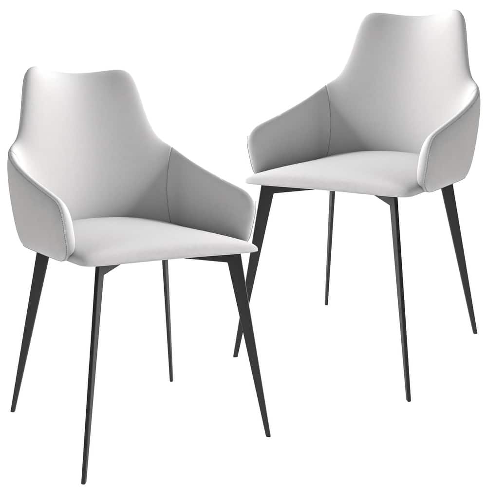 Sonnet Modern Mid-Back Fabric or Leather Upholstered Dining Chair with Accent Black Iron Metal Legs for Home or Office
