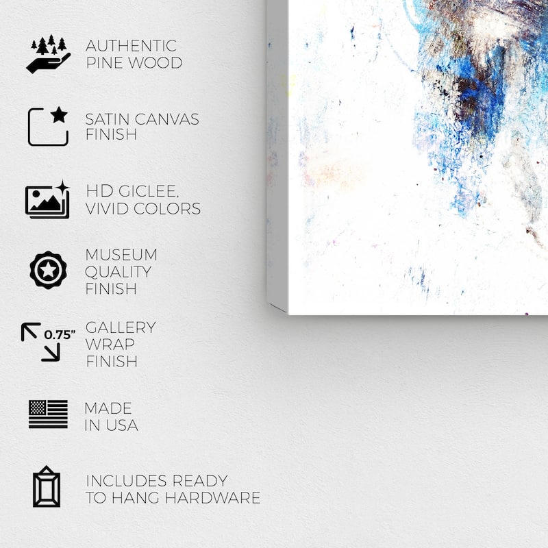Wynwood Studio Canvas Abstract Snow Storm Blue and Dark Blue Modern & Contemporary Wall Art Canvas Print