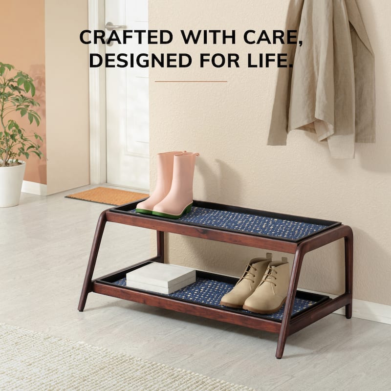 Jani Double-Tier Brown Stand 3-Pair Rubber Boot Trays