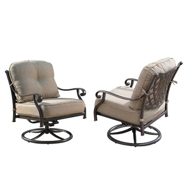 Aluminum Outdoor Deep Seating Swivel Rocking Club Chairs in Antique ...