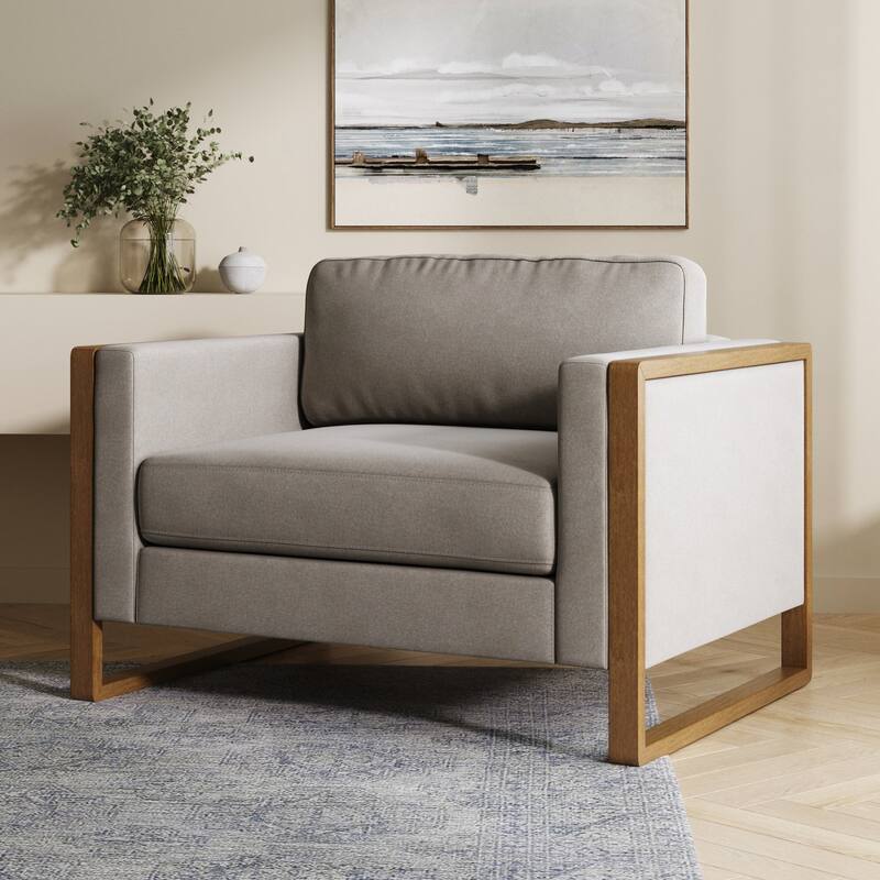 Madison Modern Upholstered Modular Sofa or Couch for Living Room with Solid Wood Legs