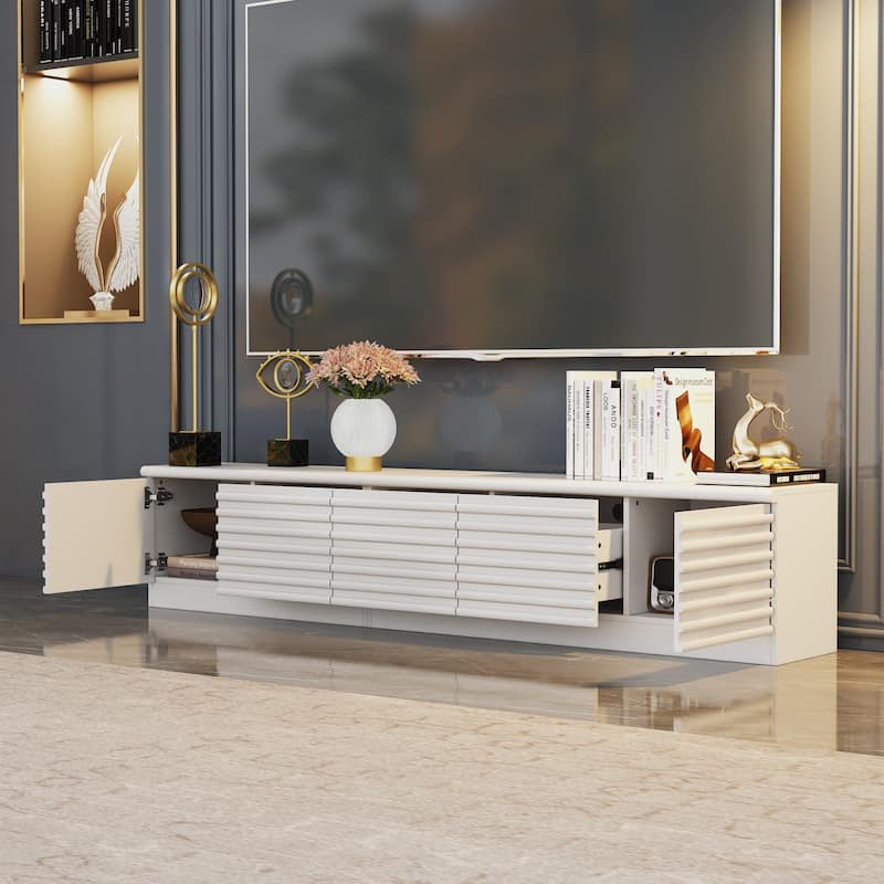 Modern Black TV Stand with Storage Cabinets for Living Room