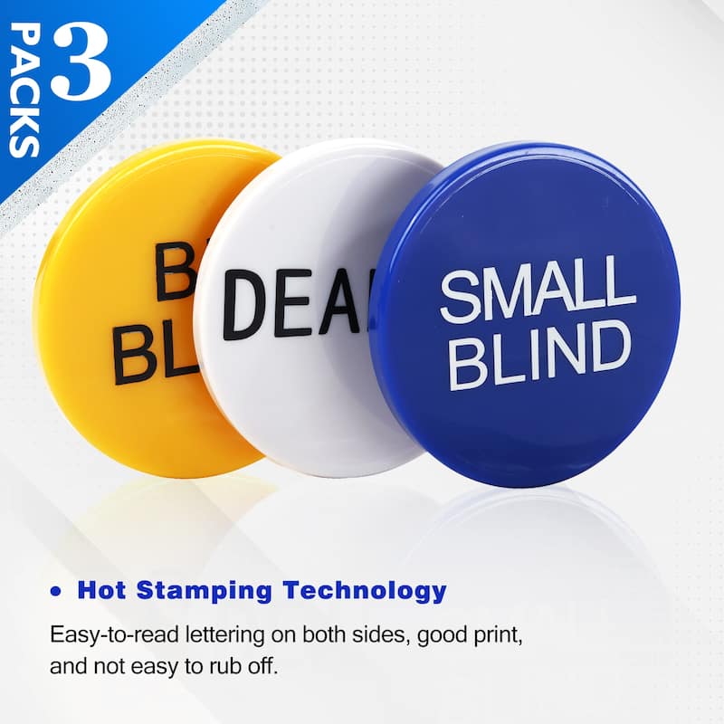 GSE™ Set of 3 Small Blind, Big Blind, Dealer Puck Buttons. Texas Hold'em Poker Accessories - Button
