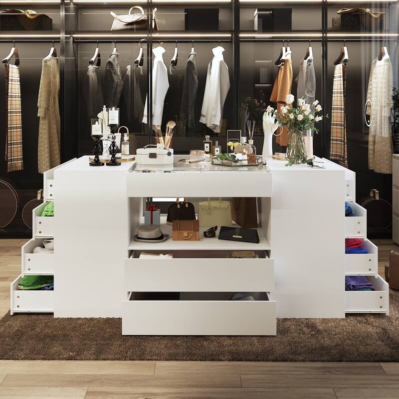 Multi-Functional Dressing Room Storage Island with Ample Drawer Space