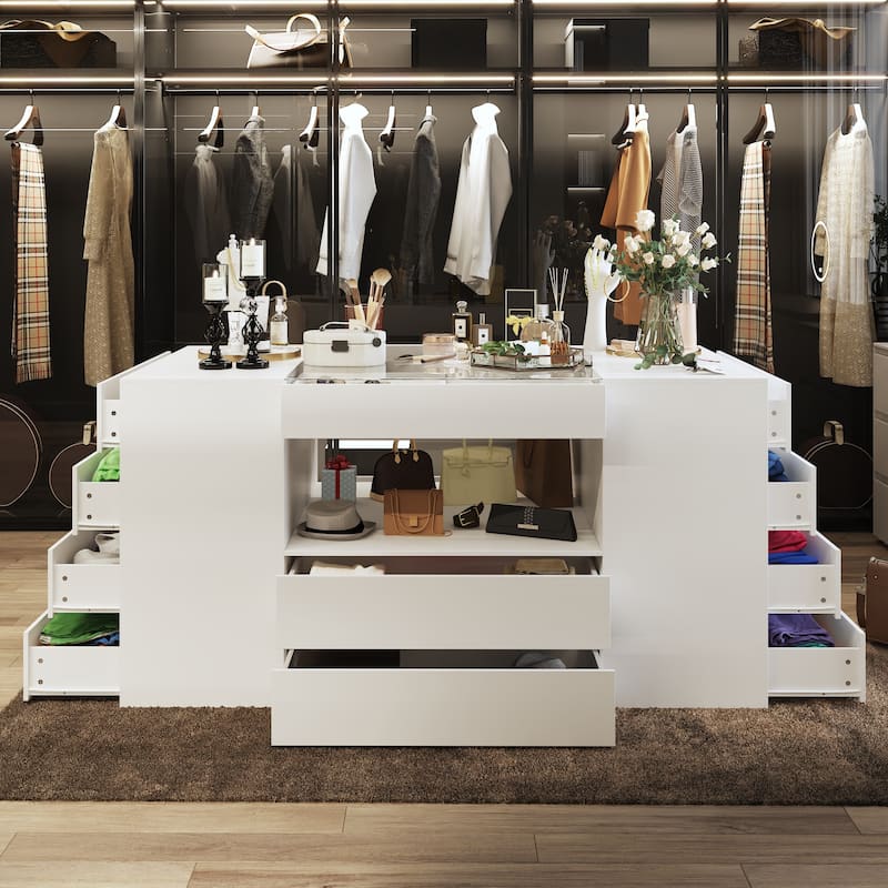 Sleek Closet Storage Island with Multiple Drawers for Accessories