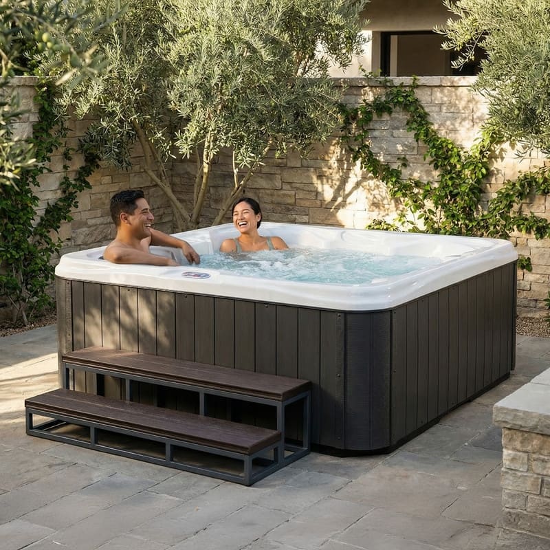 Dual Voltage 3-Person 18-Jet 110v-240v Plug and Play Acrylic Lounger Standard Hot Tub with Ozonator and Titanium Heater