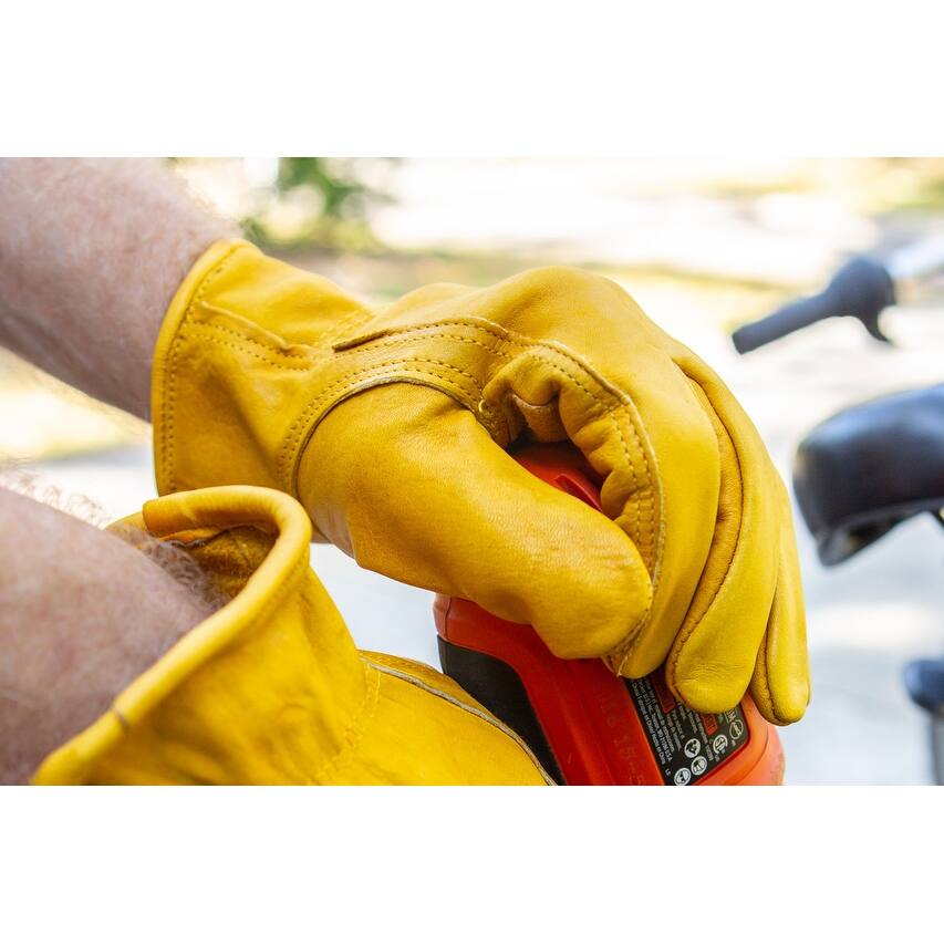G & F Products Grain Cowhide Leather Work Gloves w/ Double Palm, 3