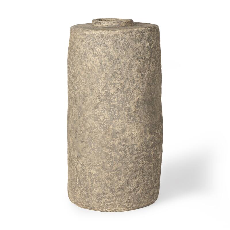 Rama Small Beige Paper Mache Floor Vase - Small - 14 x 14 x 29 - Grey