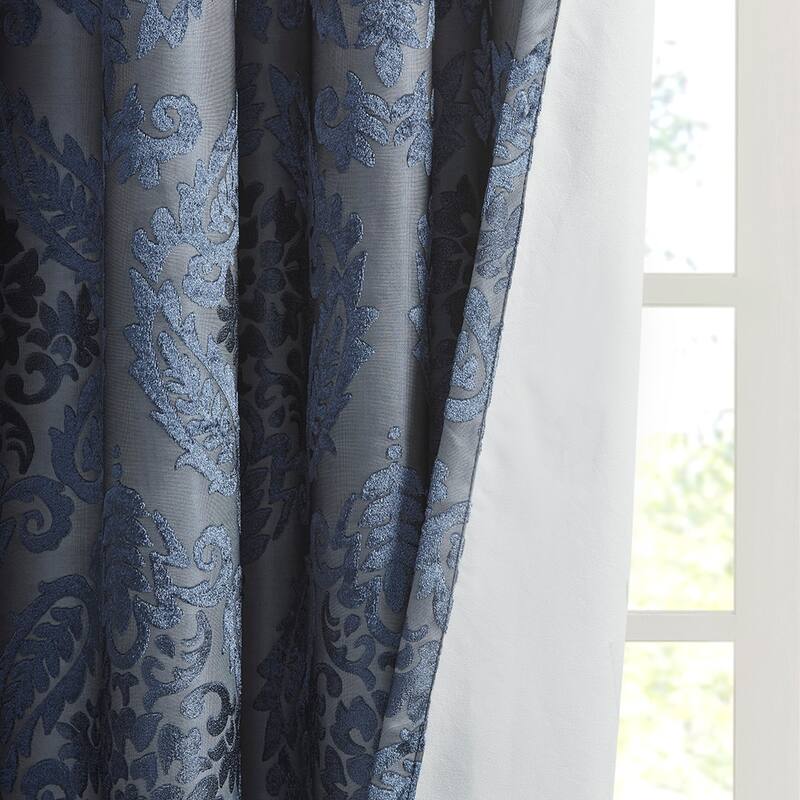 Knitted Jacquard Paisley Total Blackout Grommet Top Curtain Panel(Only 1 Pc Panel)