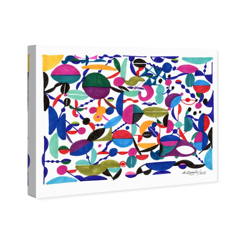 Wynwood Studio Canvas Abstract Manuel Roman - Laberinto White and Dark Blue Modern & Contemporary Wall Art Canvas Print