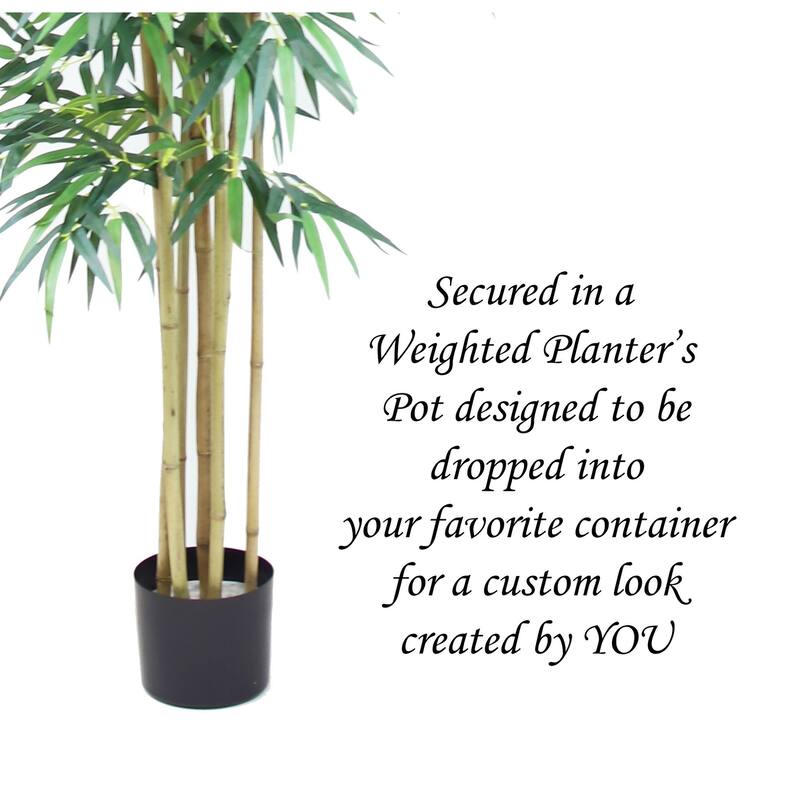 The Mod Greenhouse 60" Artificial Real Touch Bamboo Tree in Black Matte Planter's Pot
