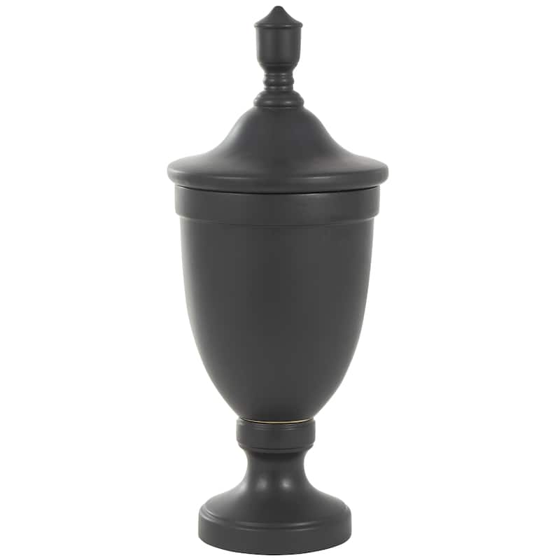 Ceramic Fluted Urn Shaped Living Room Decorative Jars with Lid - Black or White - Roche River Decor - Black - 11"W, 28"H