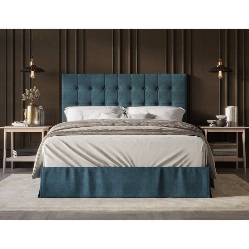 Larry Tufted Upholstered Panel Bed - Denim Blue - Queen