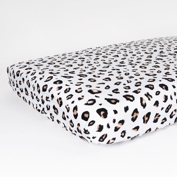 slide 2 of 6, Rizzy Home Leopard Print Cotton Fitted Cribsheet - 28" X 52"