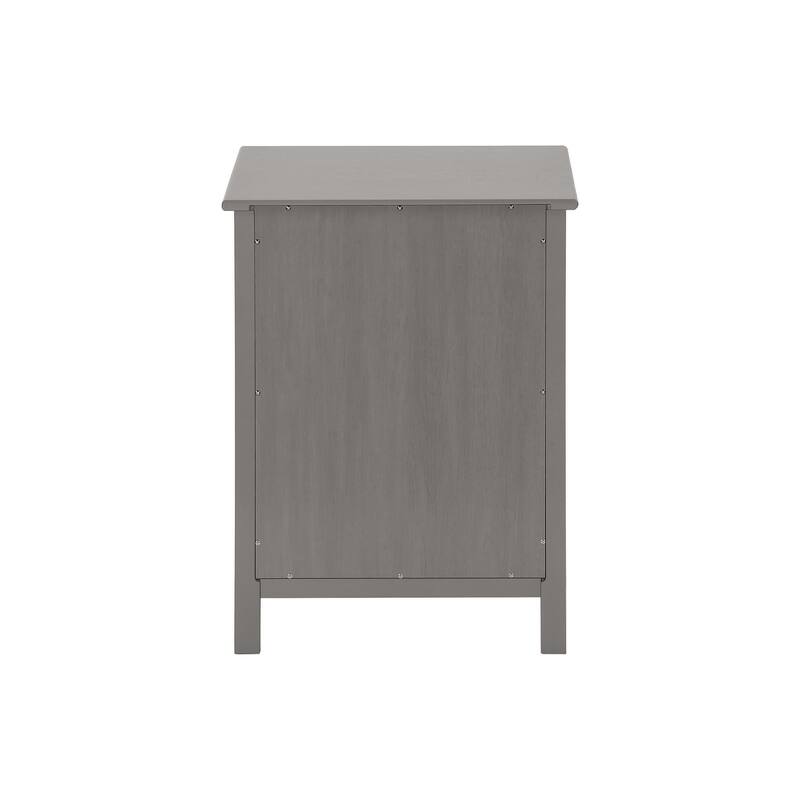 Accent Table, End, Side Table, 2 Tier, Bedroom, Nightstand, Lamp, Storage Drawer, Antique Grey Veneer, Transitional