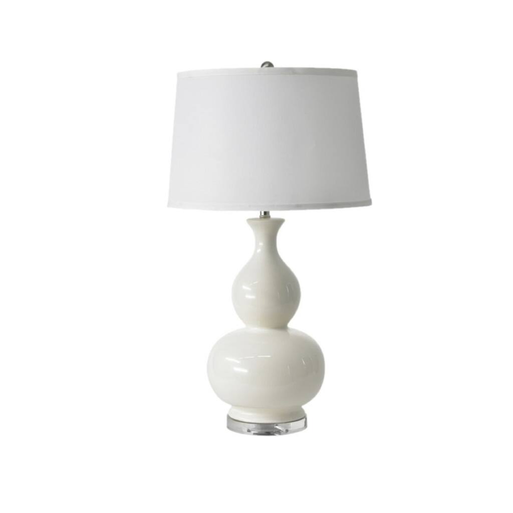 Iconic 29 in. White Gourd Transitional Bedside Ceramic Table Lamp with Acrylic Base