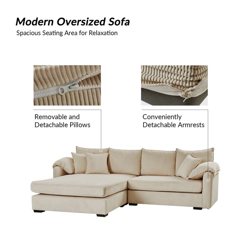 Cesare Modern 2-Piece Reversible Cushions Sectional with Storage by HULALA HOME