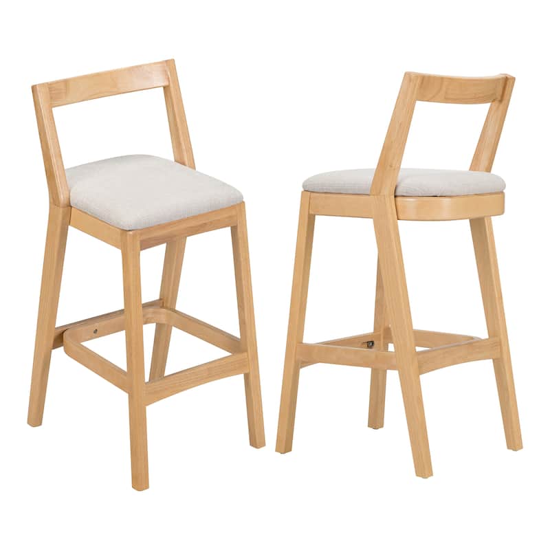 Christopher Knight Home - Maelis Rubberwood Barstools with Upholstered Cushion (Set of 2)