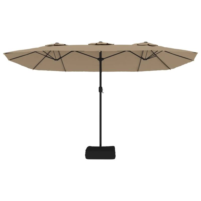 vidaXL Garden Parasol Taupe and Dark Grey Polyester, Powder-coated Iron - 176.8 x 176.8 x 96.5 in