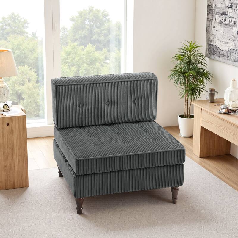 Modern Corduroy Corner Armchair Armless Chair sofa - Grey - Armless chair
