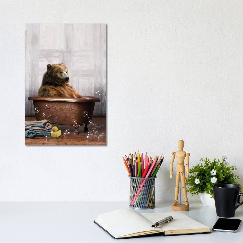 iCanvas "Bear In The Tub" by Domonique Brown Canvas Print