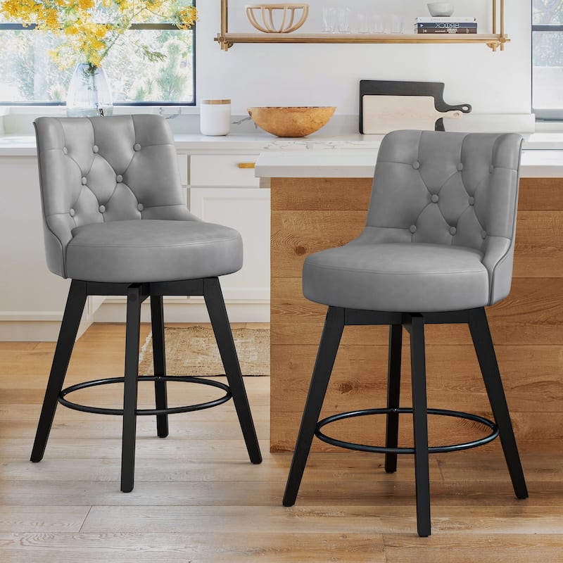 LUE BONA 26" Counter Height Bar Stools Swivel Bar stool with Backs - 26" H
