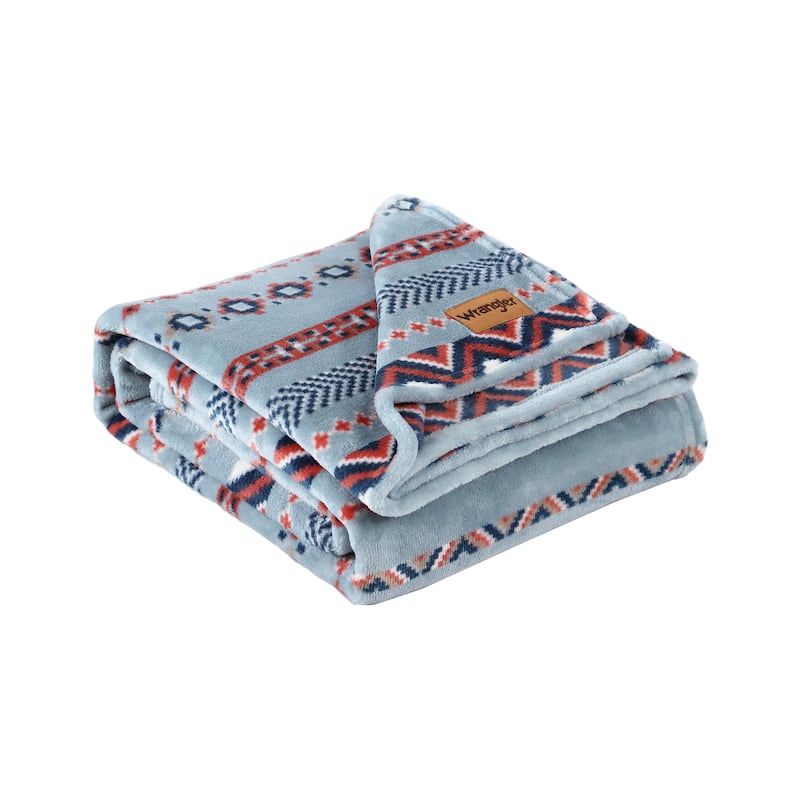 Wrangler Printed Ultra Soft Plush Fleece Throw Blanket.