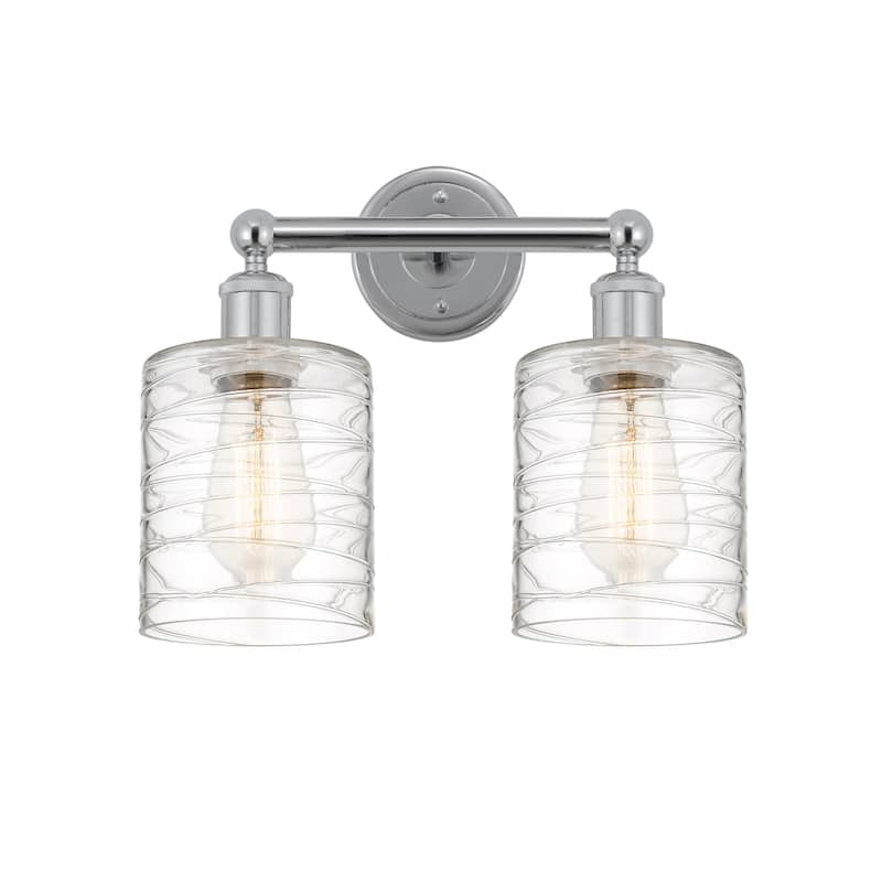 Innovations Lighting 616-2W-12-14 Cobbleskill Vanity Cobbleskill 2 - Polished Chrome / Deco Swirl
