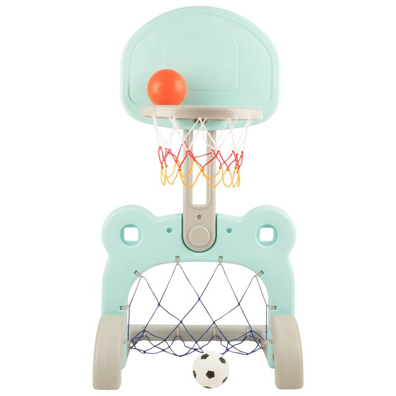 Hey Play 2-in-1 Adjustable Toddler Basketball Hoop and Soccer Goal