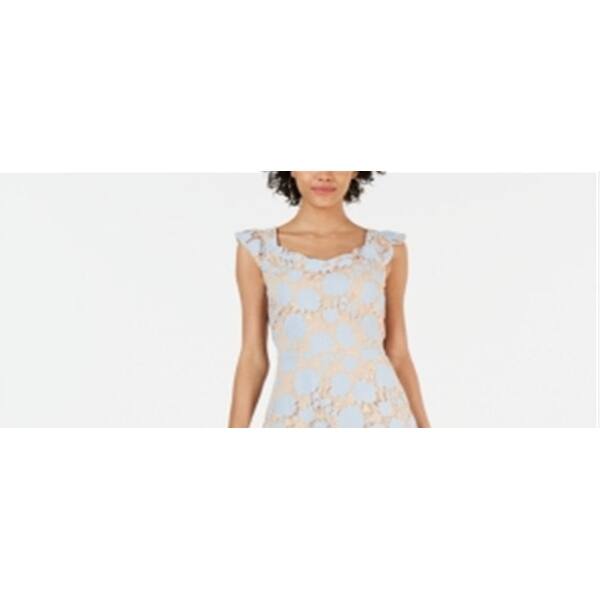 knee length dresses for ladies Blue Flower Lace Maxi Dress L