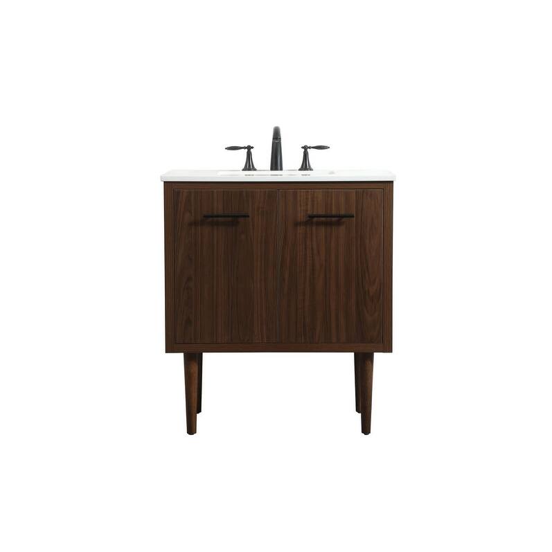 Elegant Lighting VF48030M Cyrus 30" Free Standing, Wall Mounted Single - Walnut - Wood Finish