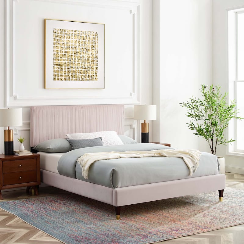 Peyton Performance Velvet Queen Platform Bed