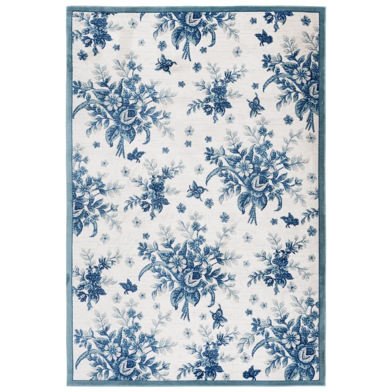 SAFAVIEH Aria Innes Floral Rug - Ivory/Blue - 5'1" x 7'3"