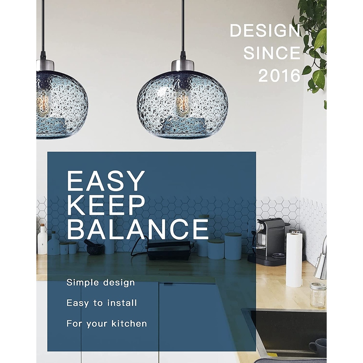 Blown glass pendant light fixture blue pendant lamp Bed Bath